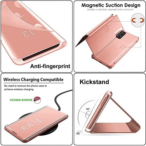 Compatível com a capa de couro Samsung Galaxy S23 Tampa de couro Clear S-View espelho à prova de choque com Kickstand Anti-Rratch Protetive Phone Caso
