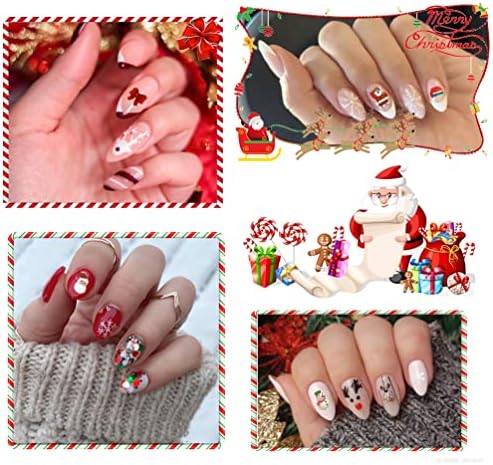 Lantejoulas de adesivo de arte de unhas de Natal, decalques de elks de floco de neve do Papai Noel 3D para unhas de acrílico, lantejoula de manicure de borboleta de flago de neve de santa para manicure
