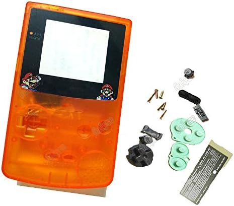 Nova estojo de laranja transprentada para Nintendo Gameboy Color c/desenho animado Mario Reparo da lente do console parafusos de moradia de casca