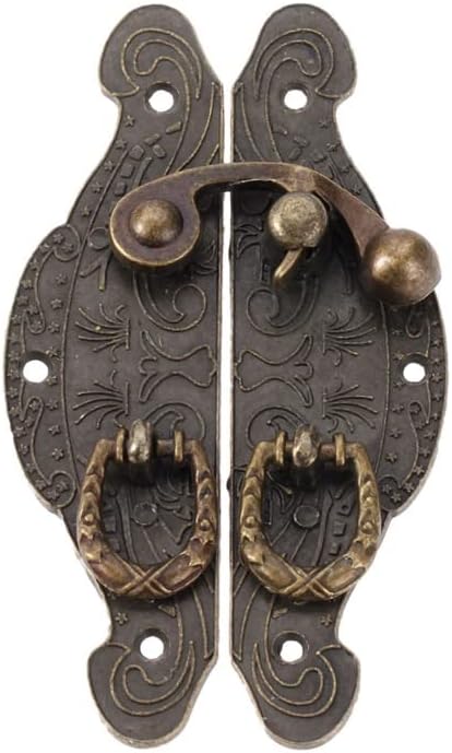Mgwye Antique Brass Wooden Case Hasp Vintage Decorative Jewelry Gift Box Latch Latch Hook Móveis Fuckle Clop Lock