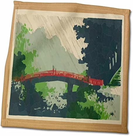 3drose florene asiática - pintura japonesa chuva sobre ponte sagrada - toalhas