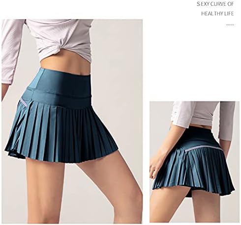 Saias plissadas de tênis para mulheres Skorts de golfe atlético leves para executar exercícios internos com bolsos de bola shorts