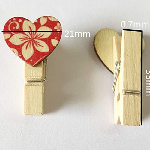 40pcs clama de madeira clipes clipes de fotos Nota Memorando titular de cartas de coração clipes de artesanato para