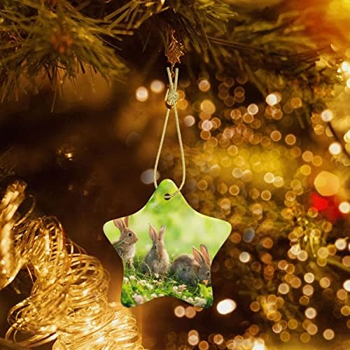 Coelhos engraçados 2022 pingente de cerâmica de Natal para decorar a árvore de Natal