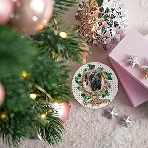 Ornamento de cerâmica de Natal Feliz Christmas Wreath Inglês Springer Spaniel Dog Ornamentos de Natal Os amantes de
