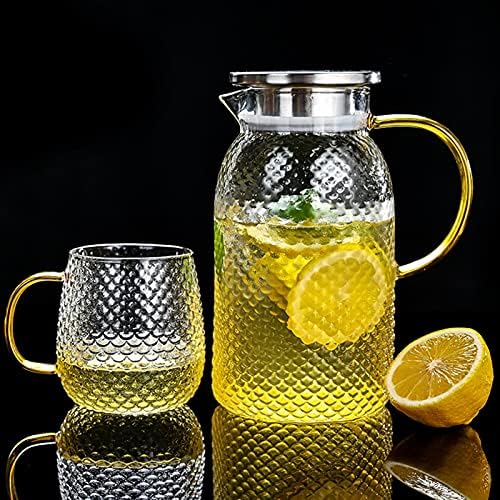 Brewix Water Pitcher Water Water Pot com xícara de copo transparente resistente ao calor Teapot Flower Tea Set Home Hot