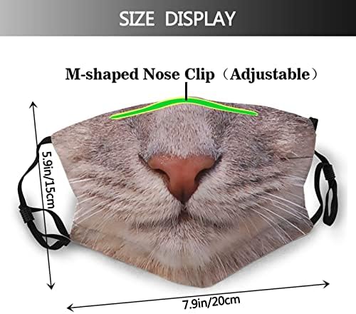4pcs Funny Cat Animal Máscara Facial Boche Cut Smile Print Prindable Ajustável Ajuste da boca de rosto para mulheres com 10 filtros
