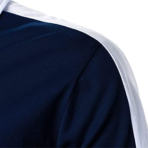Xzhdd de manga longa camisas pólo para masculino, botão frontal de punhal colar no topo da parte superior de retalhos listrados