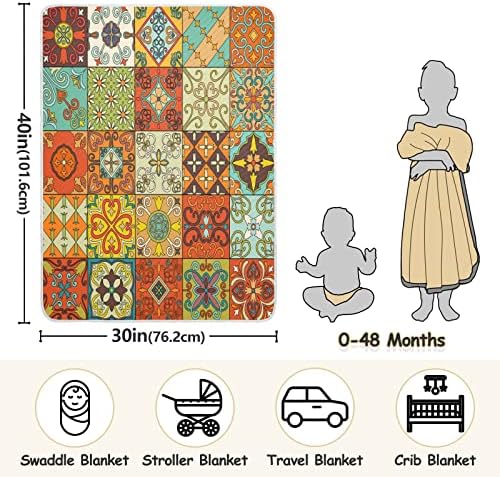 Keepreal mexicano Talavera Baby Cobertors para meninos meninos bebês criança, macla do bebê Quilt Baby Plexh Cribe Recém -nascido Resicultor Berçário Infantil （30x40in）