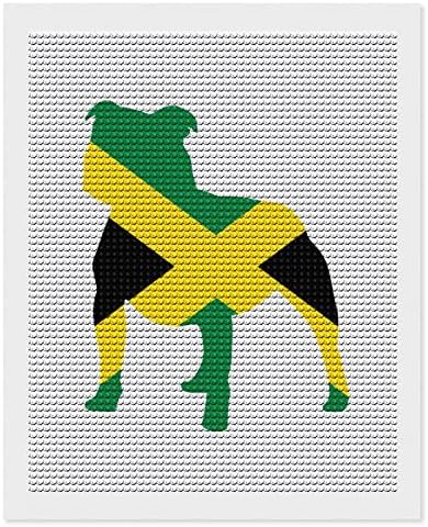 Pitbull Jamaica Flag Diamond Art Painting redonda imagem de perfuração completa para decoração de quarto em casa
