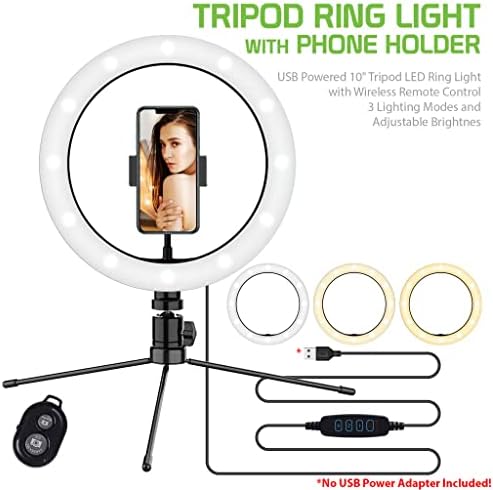 Bright selfie Ring Tri-Color Light Compatível com o seu Oppo F7 10 polegadas com controle remoto para transmissão ao vivo/maquiagem/youtube/tiktok/vídeo/filmagem
