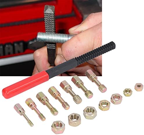 FTVogue Thread Tap Set Die, Kit de ferramentas de reparo de Restor de rosca métrica com 7pcs Die e 7pcs Tap, M6 M8 M10 M12, Kits de reparo de rosca