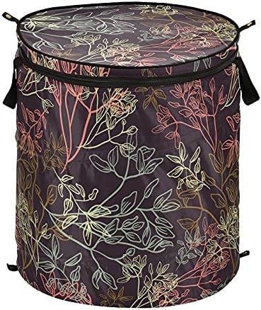 Folhas coloridas Propa o cesto de roupa com tampa de cesta de armazenamento dobrável Bolsa de lavanderia dobrável para Dormitório Banheiro do hotel
