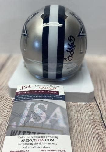 Dallas Cowboys Jim Jeffcoat assinou o mini capacete “2x Super Bowl Champ” JSA COA - Autographed NFL Helmets