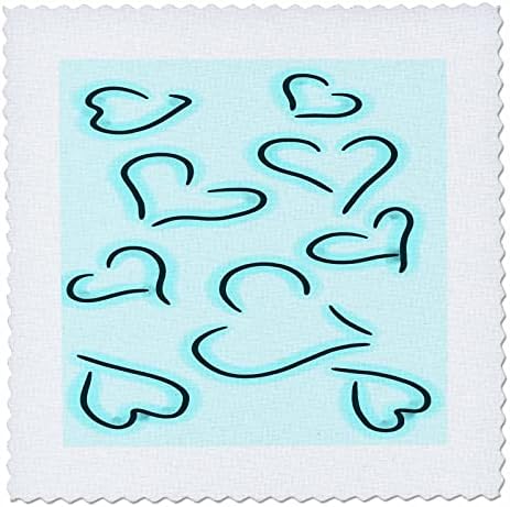 3drosrose fofo desenhado corações azuis - quadrados de colcha