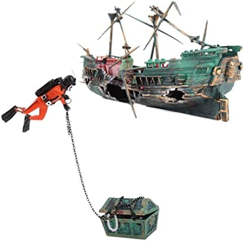 Yapthes Decorações de tanques de peixes, aquário pirata navios de naufrágio quebrado tanque de peixe decoração de aquário