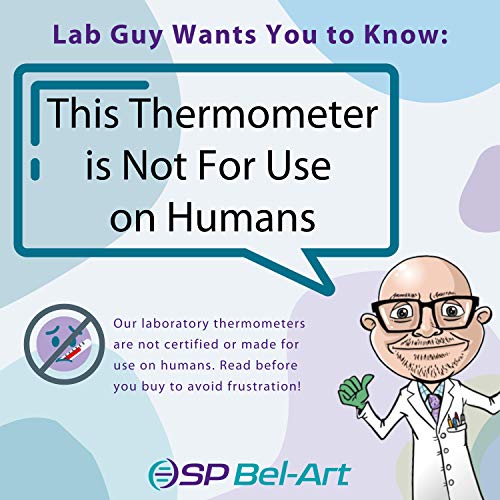 SP BEL-ART, H-B LEAD FÁCIL DE FÁCIL Termômetro de laboratório líquido em vidro calibrado individualmente; -10 a 70c, imersão