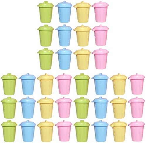 36pcs criadores de copo de lixo aleatório Tabela simples crianças desperdício de lixo de lixo decorativo mini pincéis de plástico misto