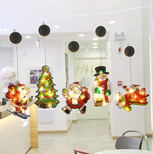 Ckoza Christmas Luzes decorativas de vestido festivo na vitrine da loja de lojas configurar as bugigangas da lâmpada de copo de sucção