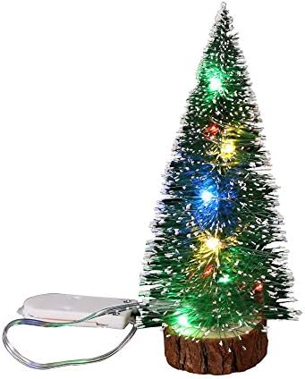 Ouhoe 3pcs pequena árvore de Natal com luzes Mini Mesa de Árvore de Natal Top Decoração Desktop Miniature Pine Tree Xmas Decoração de férias Presente
