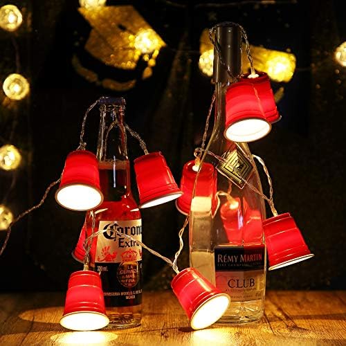 Copas de festa luzes de cordas, mini -tiro com copos de fada LEDs de decoração de fada, led de bateria LED Novelty Flip Cup Decor