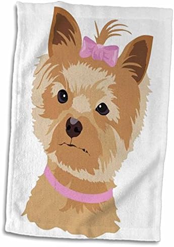 3drose Florene Childrens Art - Terrier fofo com arco rosa - toalhas