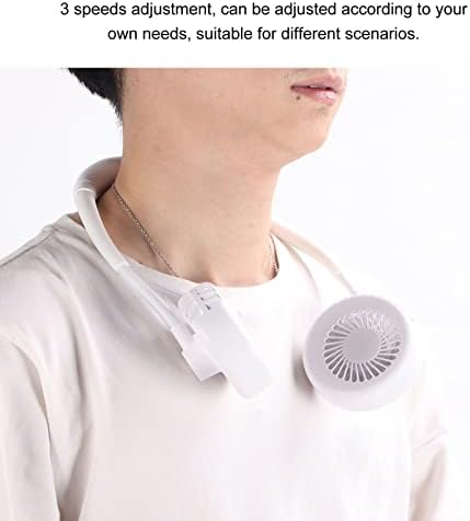 Ventilador de pescoço pendurado em PLPLAAOO, 2600mAh de fã de colar vestível branco, 3 velocidades de ventilador de resfriamento