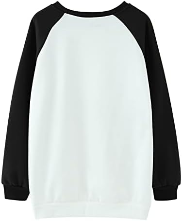 Tops de moda para feminino camisetas de coração fofo de namorado gota de ombro de ombro de manga longa de túnica bloco de bloco de blocos coloridos de túnica