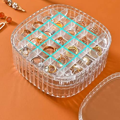 Caixa de organizador de jóias de acrílico, caixa de jóias de 3 camadas empilháveis ​​com tampa, estojo de jóias de viagem