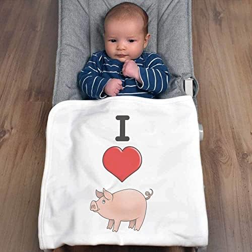 Azeeda 'I Love Pigs' Cotton Baby Blain / Shawl