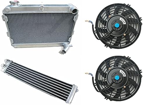 3 fileiras Todo o radiador de alumínio + resfriador de óleo + ventiladores para Mazda RX7 RX-7 MT SA/FB S1 S2 S1 Série 1/2/3