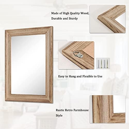 Espelho rústico de mwazzll com molduras de madeira de madeira espelhos de retângulo para o espelho decorativo de parede para quarto