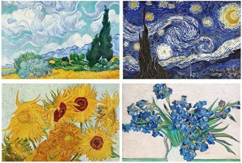 Sunflower Placemats Conjunto de 4 pinturas de van Gogh para mesa de cozinha, tapetes de jantar de vinil não deslizante