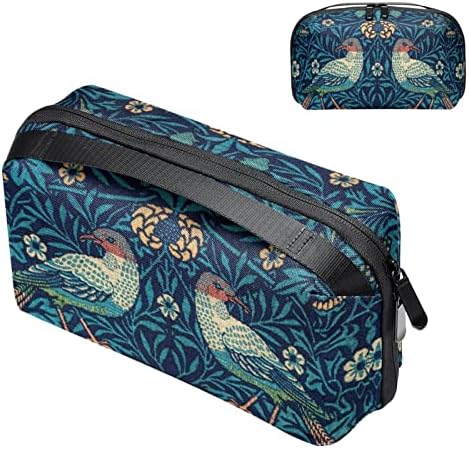 Bolsa de higiene pessoal Kit DOPP pendurado para homens resistentes a água para viajar, vintage azul marinho de flores de pássaro