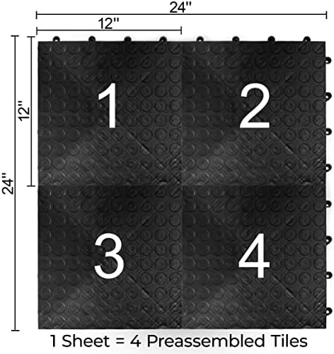 Padrão de moeda Garagedeck, copolímero durável, intertravamento de piso de garagem modular sem deslizamento, preto