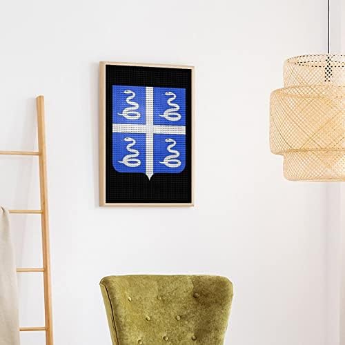 Brasão de braços do martinique Kits de pintura de diamante personalizada Posga de arte por números para decoração de parede em casa 12 x16