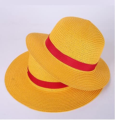 Capinho de palha amarelo Capinho de palha anime Luuffyy chapéus planos Um Japonês Puxa de desenho animado Hat Boy Girl Beach Sun Hat Hat
