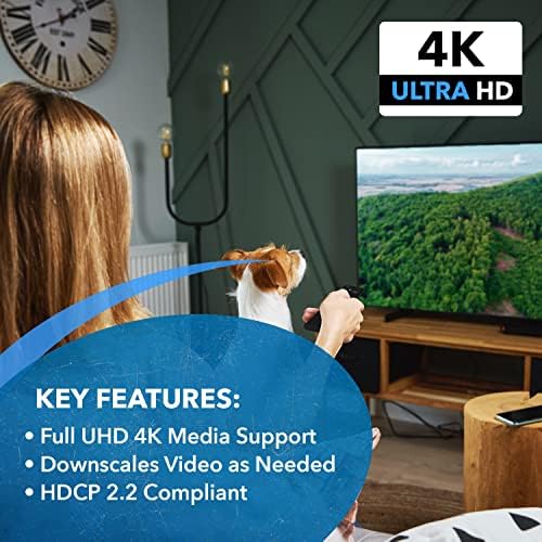 Switch/divisor de matriz 4K 4x4 HDMI 4K, com controle remoto suporta UltraHD 4K@60Hz 4: 4: 4, HDR, YUV, HDMI 2.0, HDCP 2.2, 3d, 1080p, 18 Gbps - Downscaler