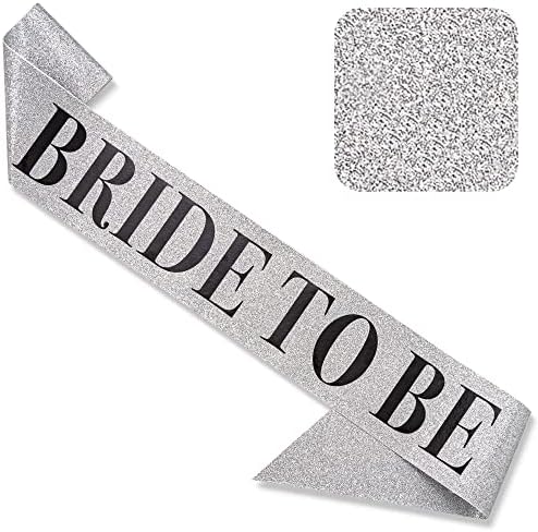 Correre 'Bride To Be' Sash for Bachelorette Party - Bridal Shower Silt Glitter Sash com letras pretas - Decorações de festa