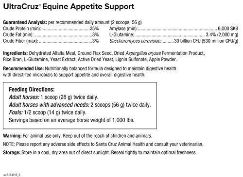 Ultracruz Equine Appetite Booster Suplemento para cavalos, 4 lb, pellet
