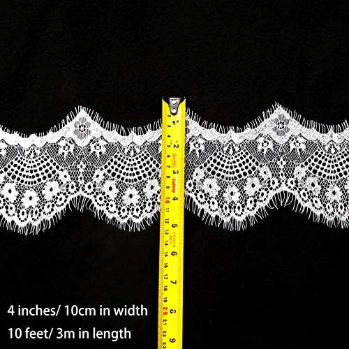 Onwon 4 polegadas de largura Floral Bordado de bordado com barra de renda inelástica tecido para ilhós para costurar cortina de cortina