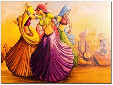 Tomart Rajasthani Pintura Mulher Pintura a óleo Poster Indian Dance Painting Art. Canvas Pintura de pôsteres e impressões