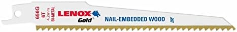 Lenox Tools 21074B656GR Blade de serra recíproca de arco de energia de ouro, para madeira, corte de madeira embebido em unhas,