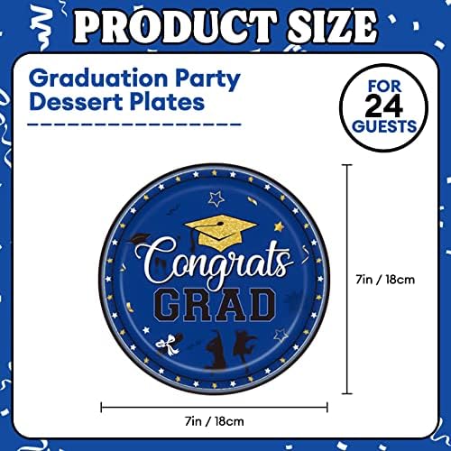 Decorações de graduação de Yexyep Classe de 2023-7 polegadas de papel descartável, para 24 convidados, suprimentos para festas de