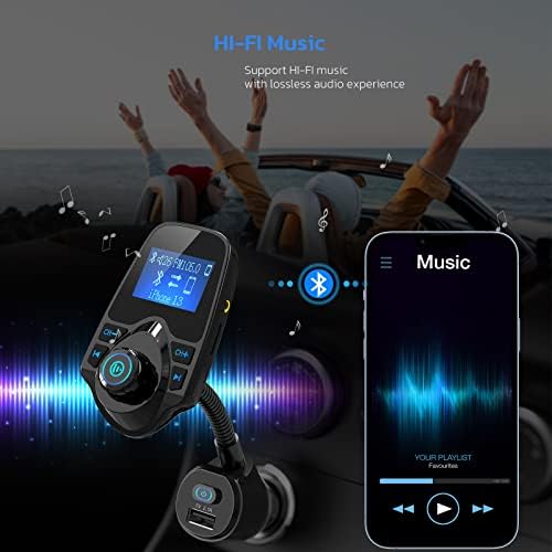 Transmissor Nulaxy Bluetooth FM para carro, o adaptador Bluetooth do carro sem fio de entrada/deslocamento