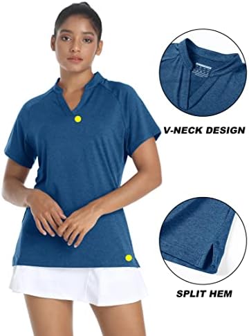 Tacvasen feminino de golfe polo de golfe camisas de gola sem colar