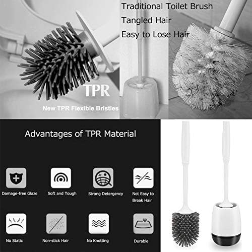 Brush e suporte para o banheiro gulica para armazenamento e organização do banheiro, escova de banheiro TPR com suporte rápido