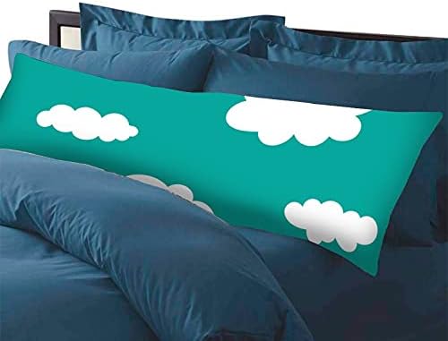 Padrão sem costura nuvens engraçadas na capa de travesseiro de corpo azul com zíper 20x54 Caso de seu travesseiro de veludo de