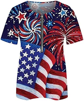 Tops de verão para mulheres, camisa da América, American Flag Tshirt Decal