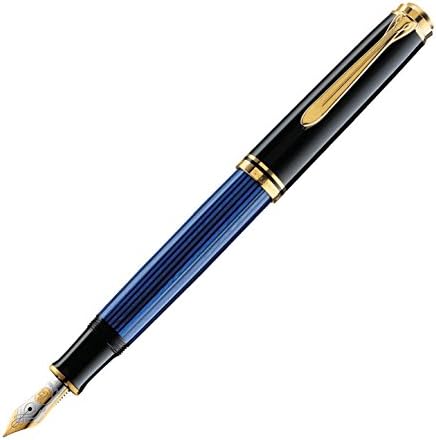 Caneta -tinteiro Pelican M400, médio, ponto médio, listra azul, Souverene